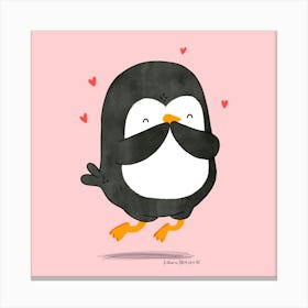Cute Penguin in love Canvas Print