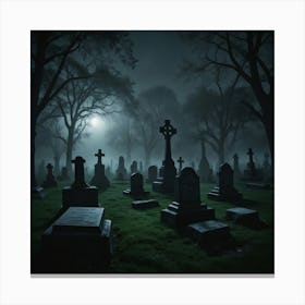 Cemetery At Night 1 Canvas Print