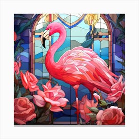 Pink Flamingo In Stained Glass 1 Canvas Print