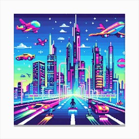 8-bit futuristic city 2 Canvas Print