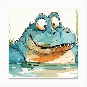 Friendly Cartoon Crocodile Canvas Print