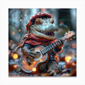 Crocodile Playing Guitar Canvas Print
