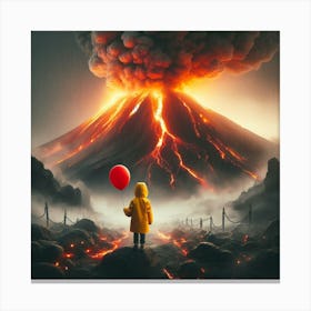 Child In Front Of A Volcano Canvas Print