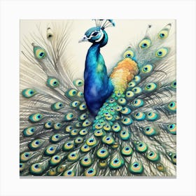 Peacock water color painting  Canvas Print