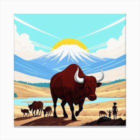 Bull In The Desert 1 Canvas Print