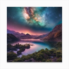 Milky Way Over Lake Canvas Print