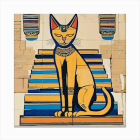 Painting of a Pharaonic cat wall art 1 Canvas Print