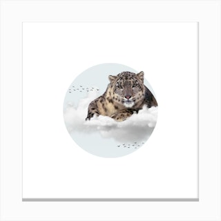 Snow Leopard Collage Square Canvas Print