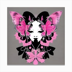 Asian Woman With Butterflies Canvas Print