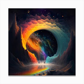 Rainbow Fantasy Nature Colorful Landscape Clouds Sky Canvas Print