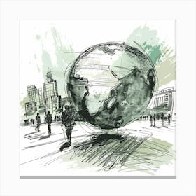 Drawing Of A Globe Canvas Print