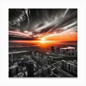 Sunset Over Chicago 10 Canvas Print