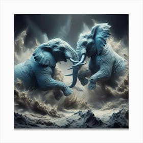 Elephants Fighting Canvas Print