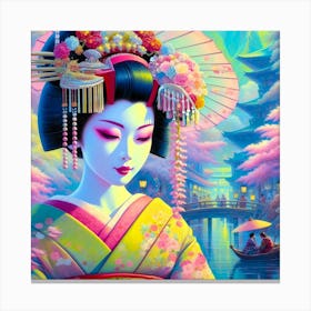 Japan Traditional Geisha Illustration By Ad 142 Canvas Print