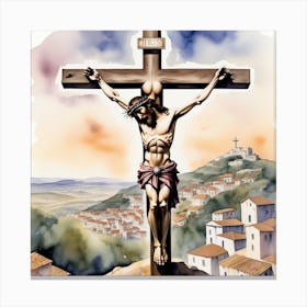 A Holistic Depiction Of The Somber Event Of Jesus Crucifixion  796589738 Canvas Print