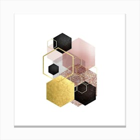 Gold And Black Hexagons Canvas Print