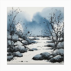 River Watercolour Canvas Print