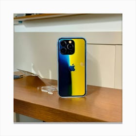 A Photo Of An Iphone 14 Sitting On A Table Canvas Print