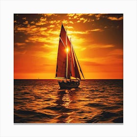 Sailing yacht glides through tranquil sunset seascape Canvas Print