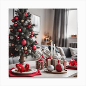 Christmas Table Setting 25 Canvas Print