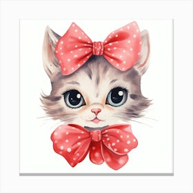 Cute Kitten With Pink Bow 6 Canvas Print