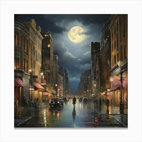 Night In The City Art Print 3 Canvas Print