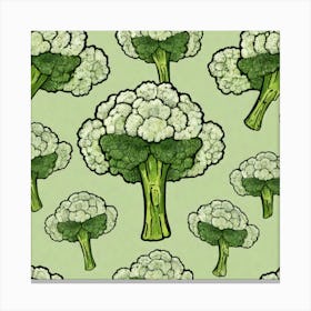 Seamless Pattern Of Broccoli 3 Canvas Print