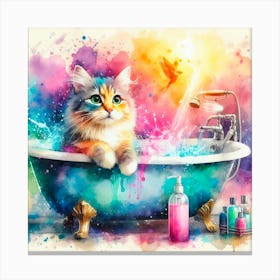 Cat In The Bath 1 Canvas Print