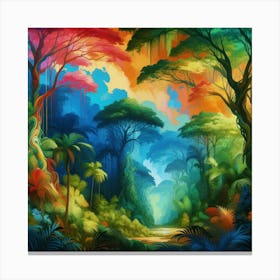 Colorful Jungle Painting Canvas Print