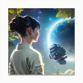 Girl In Space 1 Canvas Print