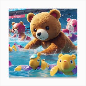 Teddy Bears In The Pool Canvas Print