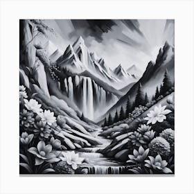 Black And White Landscape Painting Canvas Print