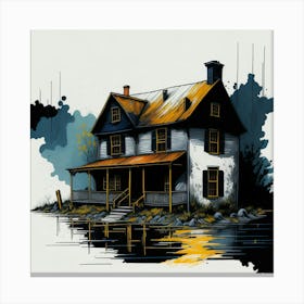 Colored House Ink Painting (22) Canvas Print