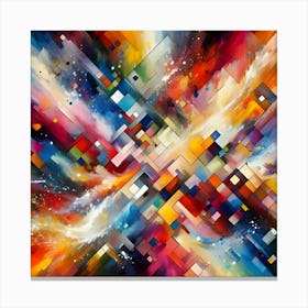 Colorful Splashes Of Paint, Geometric, Abstract Art 3 1 Canvas Print