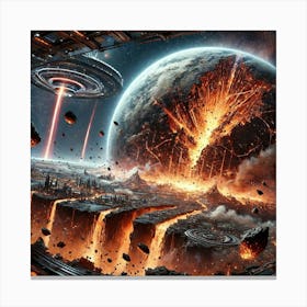 A Futuristic Sci Fi Scene Showcasing The Planetary Canvas Print