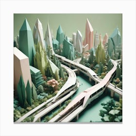 Origami City Canvas Print