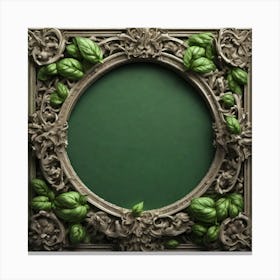Frame With Green Leaves 5 Canvas Print