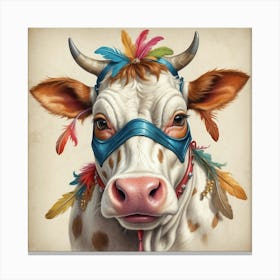 Cow With Feathers Canvas Print