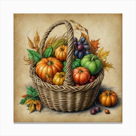 Thanksgiving Basket Canvas Print