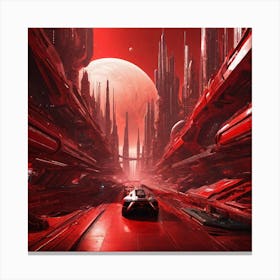 Sci-Fi City Red III Canvas Print