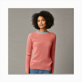 Portrait Of A Woman Wearing A Pink Sweater Canvas Print