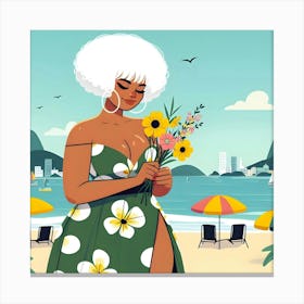 Rio De Janeiro Woman in A Green Dress Canvas Print