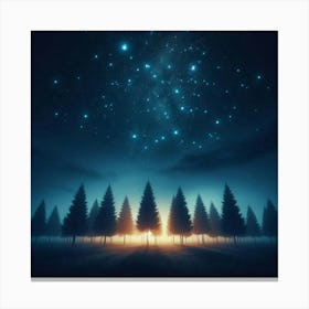 Night Sky With Trees Canvas Print