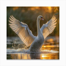 Swan In Flight 5 Canvas Print