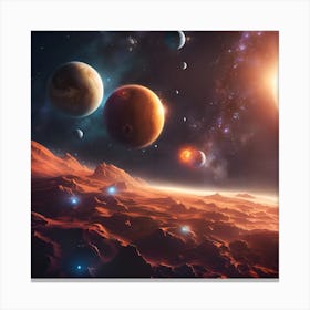 Space Landscape With Planets Canvas Print