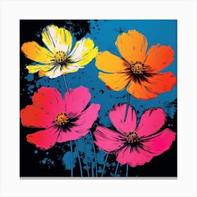Andy Warhol Style Pop Art Flowers Cosmos 1 Square Canvas Print