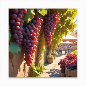 Lush Vibrant Red Grapes Dangle Canvas Print