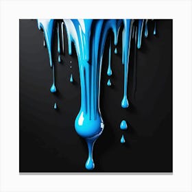 Blue Paint Dripping Canvas Print