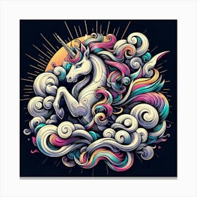 Unicorn In The Clouds Canvas Print