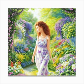 Girl In A Garden 16 Canvas Print